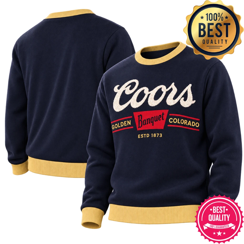 Coors Banquet Vintage Logo Navy Blue Christmas Sweater